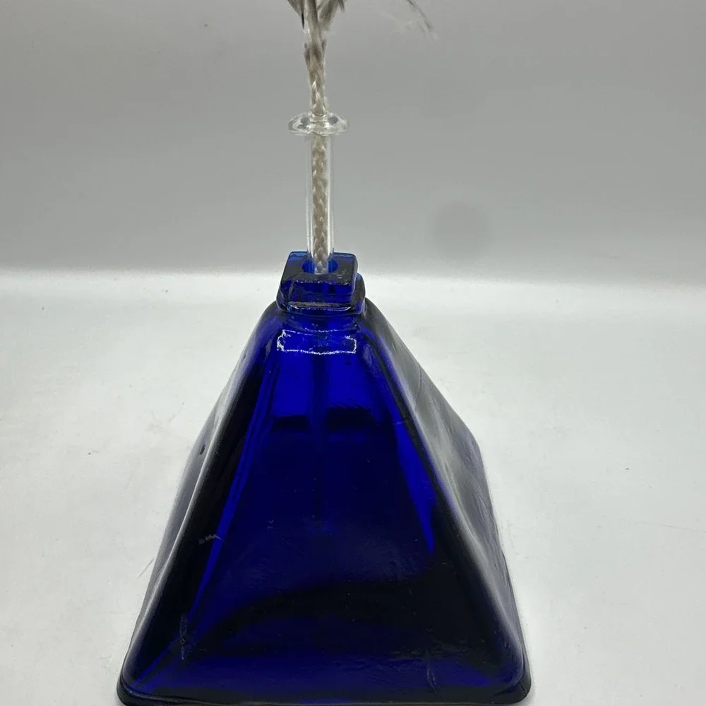 Cobalt Blue  Handcrafted Glass Pyramid Oil Lamp 4